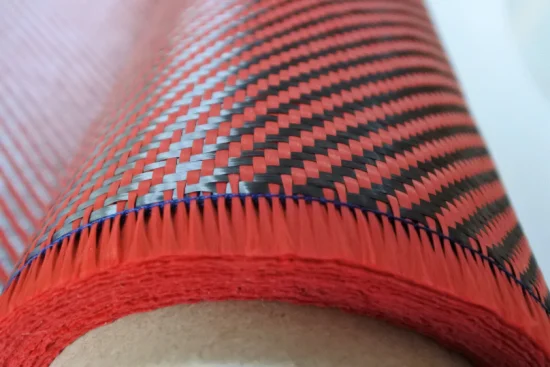 Tecido de fibra de carbono 3K misto 1500d colorido Kevlar-aramida tecido híbrido de fibra