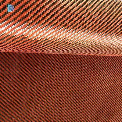 Tecido de fibra de carbono híbrido de aramida de fábrica da China tecido laranja com um preço barato